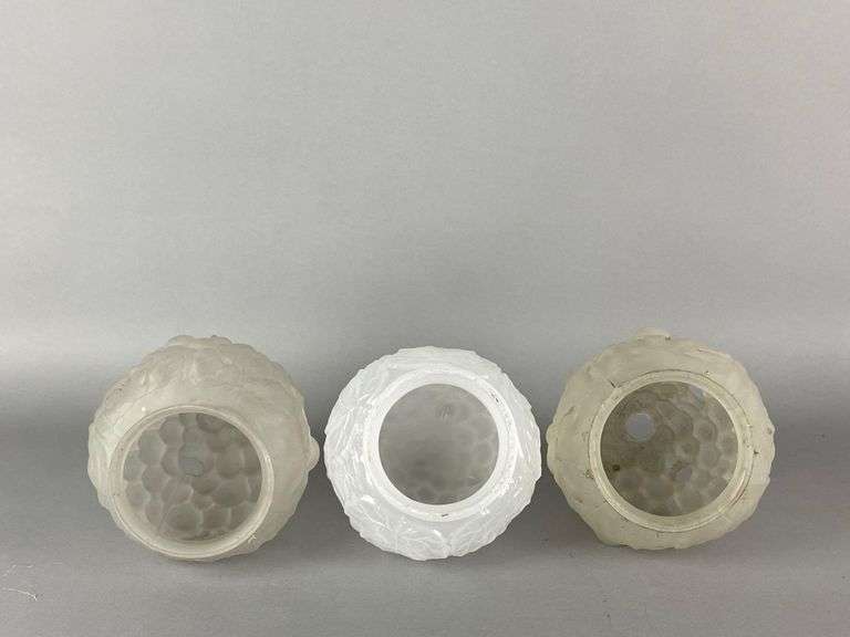 Group of 3 Antique Grape Cluster Glass Lamp Shades