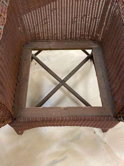 Antique Set of Painted Wicker Couch and Chair
