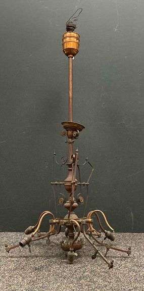 Antique Copper 12 Arm Gas and Electric Light Fixture