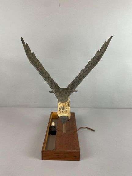 Vintage Folk Art Wood Falcon Lamp