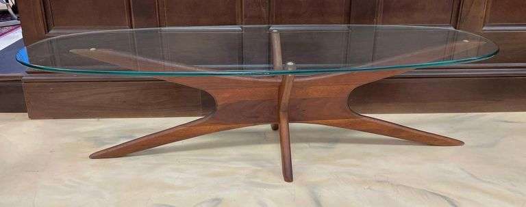 Adrian Pearsall MCM Jax Sculptural Walnut &amp; Glass Coffee Table
