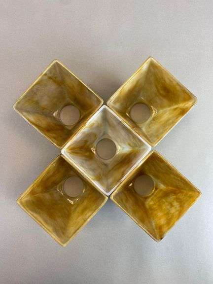 Group of 5 Antique Kokomo  Sheet Glass Lamp Shades