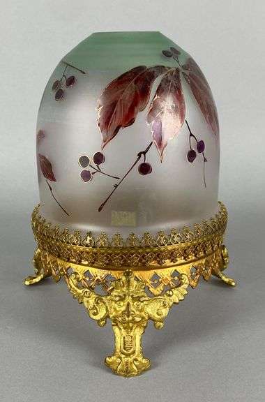 Antique Hand Painted Gilt Footed Fairy Lamp