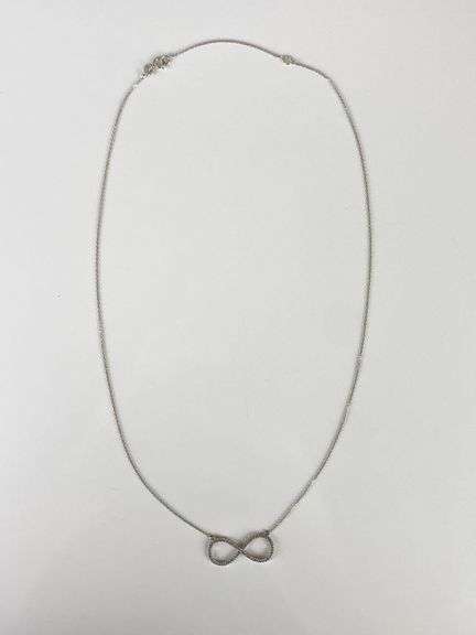 14K White Gold Diamond Infinity Chain Necklace