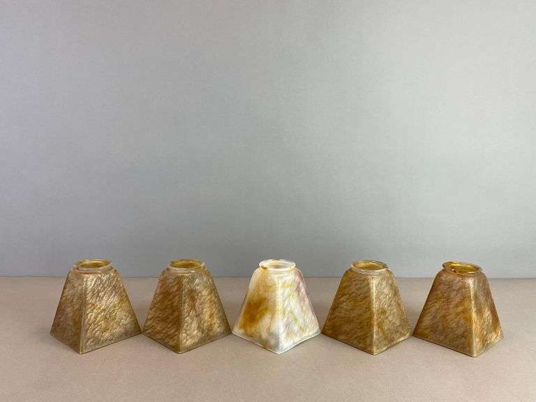 Group of 5 Antique Kokomo  Sheet Glass Lamp Shades