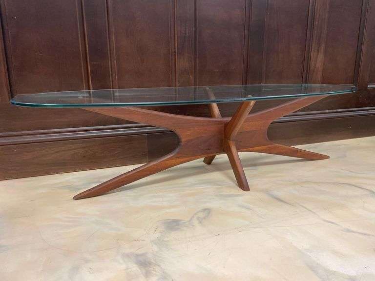 Adrian Pearsall MCM Jax Sculptural Walnut &amp; Glass Coffee Table