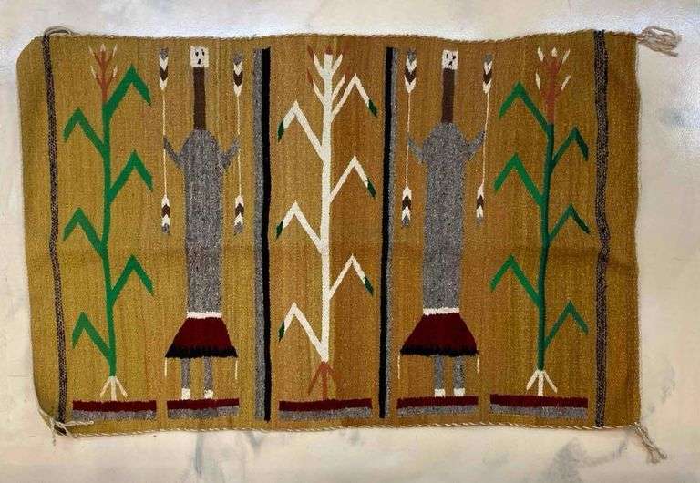 Navajo Native American Yei Woven Wool Rug - Matthew Bullock Auctioneers