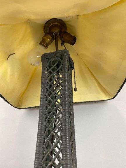 Antique Wicker Eiffel Tower Style Table Lamp