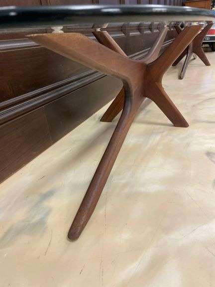 Adrian Pearsall MCM Jax Sculptural Walnut &amp; Glass Coffee Table