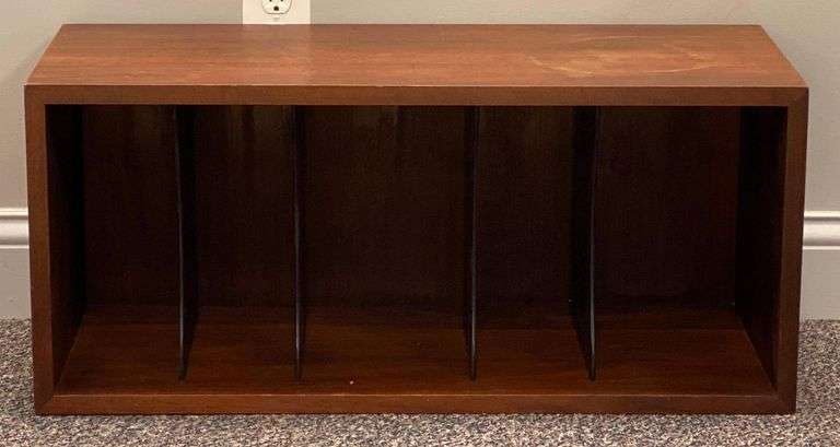 MCM Divided Wall Mounted Wood Record Cabinet