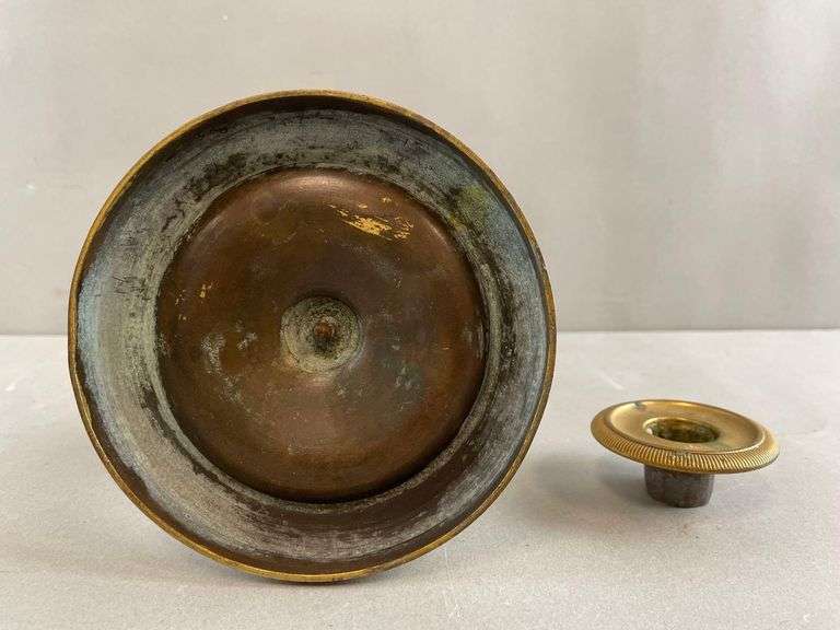 Antique Brass Floral Candlestick