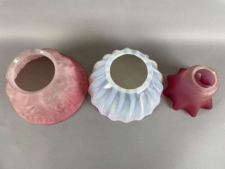 Group of Antique Cranberry Glass Lamp Shades