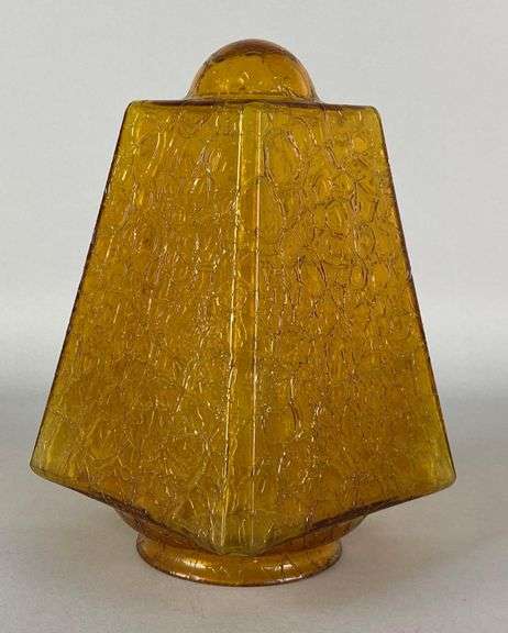 Antique Amber Crackle Glass Ceiling Fixture Lamp Shade