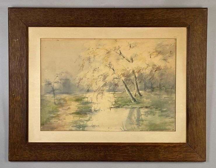 Tranquil Riverbed Watercolor Painting on Paper