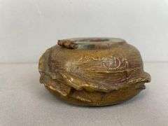 Antique Art Nouveau Bronze Viking Ships Ink Well