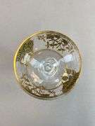 Antique Hand Painted Gold Floral Motif Twist Stem Wine Glass