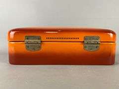 Vintage Enamelware Orange Bread Box