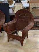 Antique Set of Painted Wicker Couch and Chair