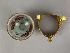Antique Hand Painted Gilt Footed Fairy Lamp