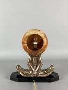Art Nouveau Figural Jester Marble and Cast Iron Table Lamp