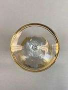 Antique Hand Painted Gold Floral Motif Twist Stem Wine Glass