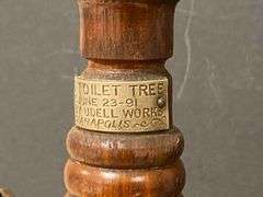 Antique Udells Toilet Tree Indianapolis Brass and Walnut Toiletries Stand