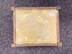Arts and Crafts Tropical Flamingo Cushion Wood Footstool