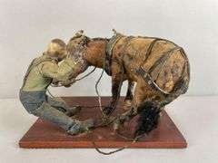 Vintage W.H. Fulham Jr. Pottery Man with Horse Sculpture