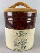Antique Western Stoneware 2 Gallon Crock with Lid