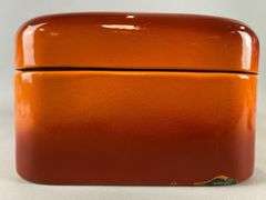 Vintage Enamelware Orange Bread Box