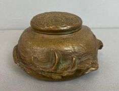Antique Art Nouveau Bronze Viking Ships Ink Well