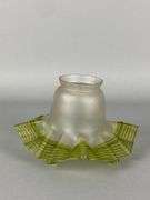 Antique Applied Green Swirl Frosted Glass Lamp Shade