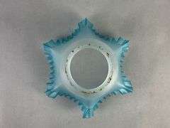 Antique Frosted Ruffled Ribbon Blue Spiral Glass Lamp Shade