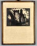 Donald Frederick Witherstine Pont Valentre Cahors France Woodblock on Paper