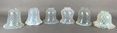 Group of 6 Antique Opalescent Swirl Glass Lamp Shades