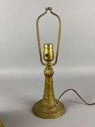 Antique Brass Carmel Slag Glass Boudoir Lamp