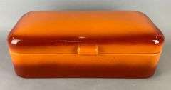 Vintage Enamelware Orange Bread Box