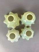 Group of 4 Antique Vaseline Ruffled Glass Lamp Shades