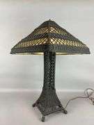 Antique Wicker Eiffel Tower Style Table Lamp