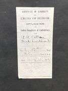 1912 Confederate Soldier Southern Cross of Honor Eligibility Application
