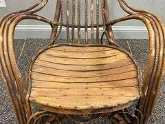 Antique Rustic Bent Cane Wood Rocking Chair