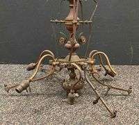 Antique Copper 12 Arm Gas and Electric Light Fixture