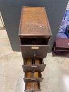 Antique Globe Oak 4 Drawer Filing Cabinet