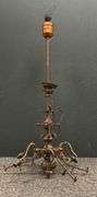 Antique Copper 12 Arm Gas and Electric Light Fixture