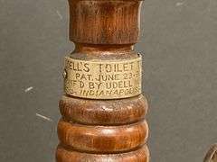 Antique Udells Toilet Tree Indianapolis Brass and Walnut Toiletries Stand