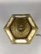 Antique Brass Carmel Slag Glass Boudoir Lamp