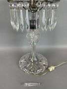 Antique American Brilliant Cut Glass Lamp with Crystals