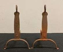 Antique Pair of Cast Iron Andirons