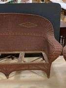 Antique Set of Painted Wicker Couch and Chair