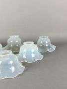 Group of 6 Antique Opalescent Ruffled Glass Lamp Shades